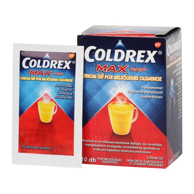 COLDREX MAX GRIP CITROM ÍZŰ POR BELSŐLEGES OLDATHOZ 10 DB, Gyógytündér Gyógyszertár és Webáruház - Kartal