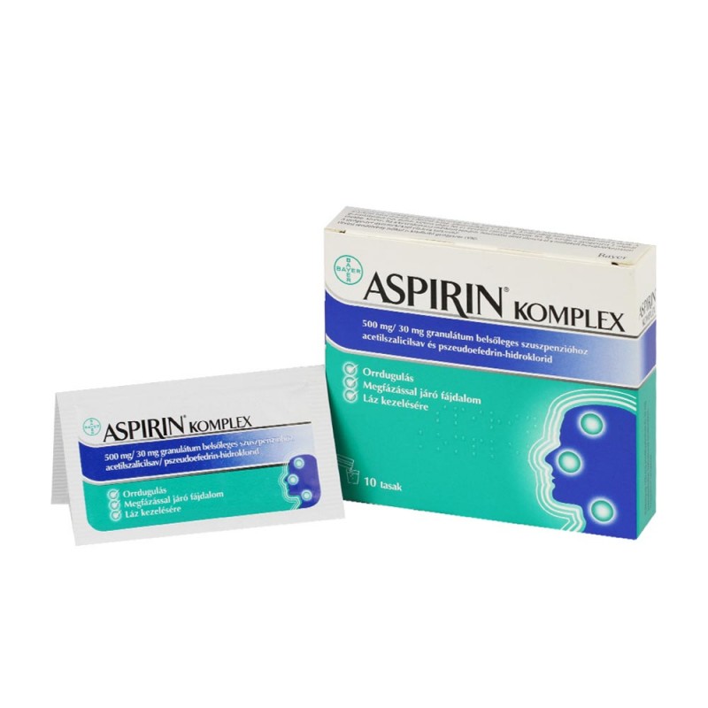 ASPIRIN KOMPLEX 500 MG/30 MG GRANULÁTUM BELSŐLEGES SZUSZPENZIÓHOZ 10 DB TASAK, Gyógytündér Gyógyszertár és Webáruház - Kartal